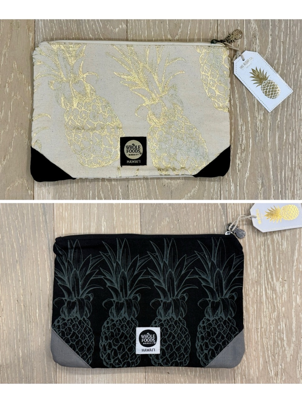 Whole Foods Market Exclusive Hawaii Designs
 2 Pineapple Zip Pouch clutches NWT